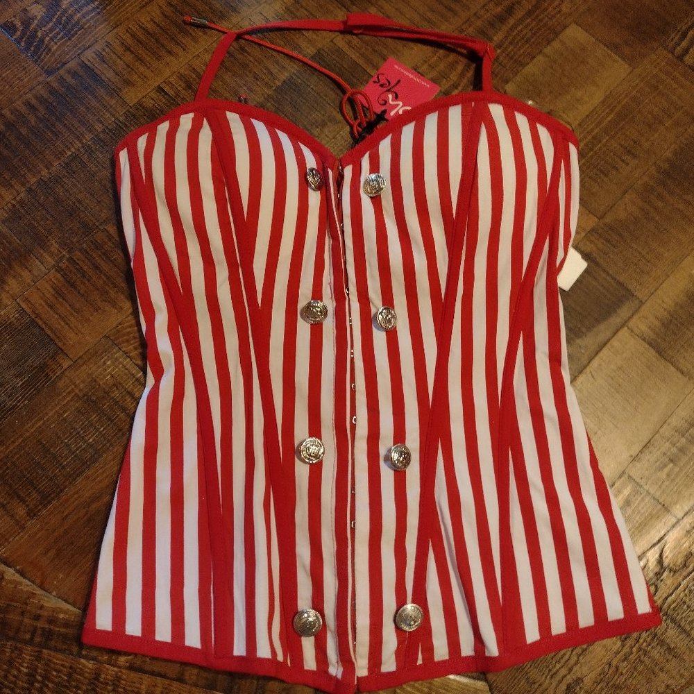 NEW OHYES White and Red Corset Top